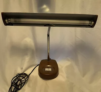 Vintage Desk Lamp Fluorescent Gooseneck Metal Brown Adjustable Office Retro MCM • $44.99