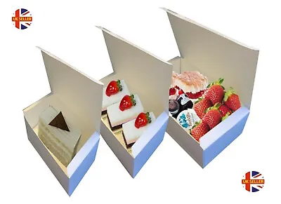 White Rectangular Boxes -  Disposable Cake Pastries Food Sandwich Take Away Box  • £1.25