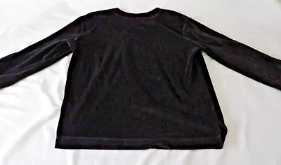 J. Jill XL Black Velour Velvet Long Sleeve Shirt Sweater Front Pocket V Neck • $15.98
