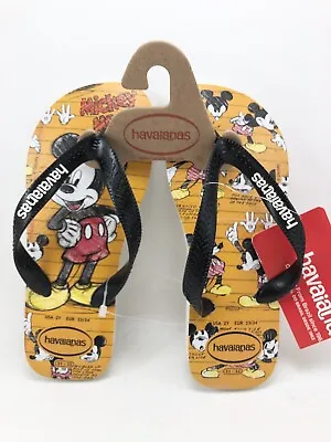 NWT Havaianas Disney Mickey Mouse Flip Flops Children's 2 Black Red Yellow Shoes • $19.95