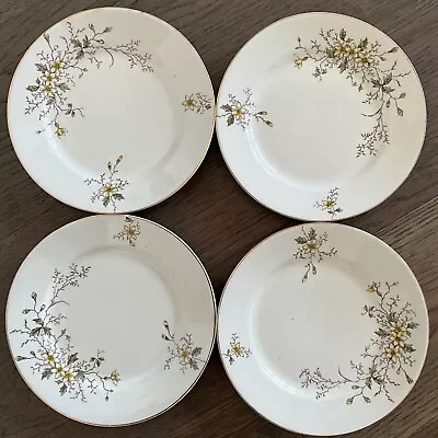 Vintage John Maddock Royal Semi Porcelain Yellow Flower Salad Plates Set Of 4 8” • $36.99