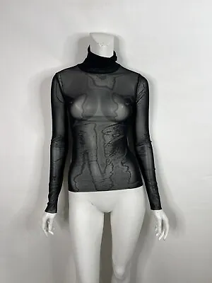 Vtg Jean Paul Gaultier Black Long Sleeve Mesh Top S • $245