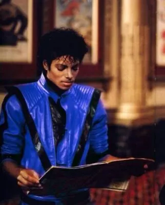 Michael Jackson Thriller Jacket MJ Blue Faux Leather Mens Halloween Costume Wear • $119.99