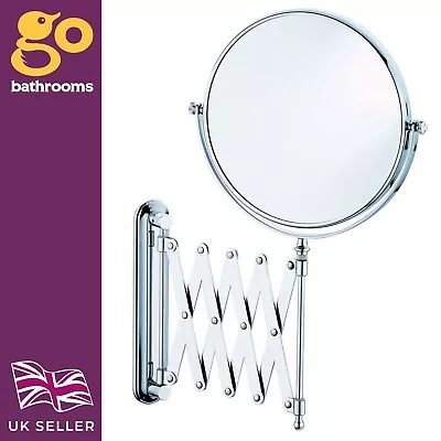 Wall Mounted Extendable Bathroom Mirror Chrome Solid Brass Shaving Mirror • £62.99