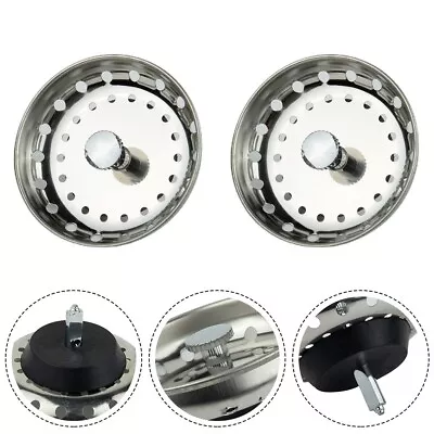 2 Pack Kitchen Sink Drain Stopper Basket Strainer Waste Plug Stainless Steel • $22.66