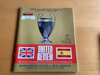 Manchester United UEFA Champions League Programme 5/3/2013 Real Madrid • $6.32