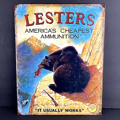 Lesters Americas Cheapest Ammunition It Usually Works Made In USA Metal Sign • $15.97