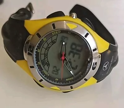 Mercedes Benz Analog Digital 100m Watch Yellow Black Band • $75