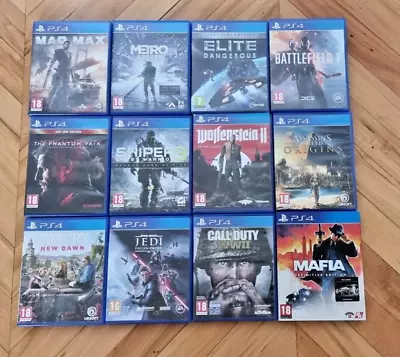 £19 • Buy X12 PS4 Games: Mad Max, Metro Exodus, Elite, Star Wars Jedi, COD WW2, Mafia...