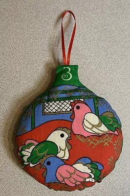 Vintage Handmade Double Sided Plush 3 French Hens - 4 Calling Birds Ornament • $3.95