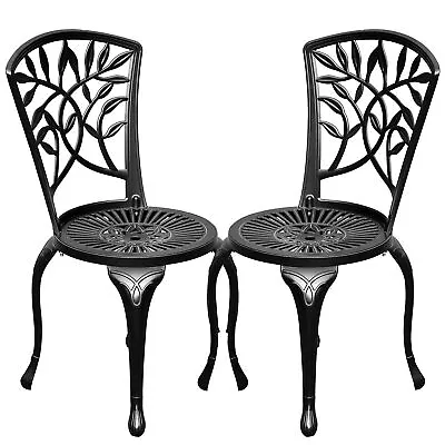 Cast Aluminum Outdoor Dining Chairs Set Of 2 Patio Bistro Chairs For Garden • $84.99