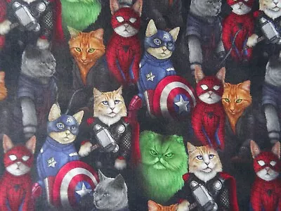 Marvel Comics Avengers Superhero Cats 100% Cotton By The 1/2 Yard 55 Inch Width • $10.50