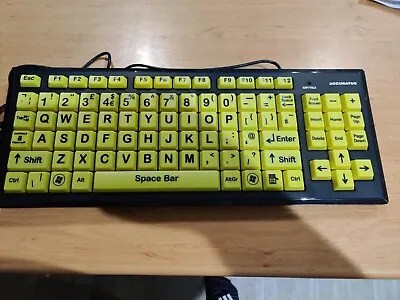 Large Yellow Keys Computer Keyboard Accuratus  Windows USB • £24.99