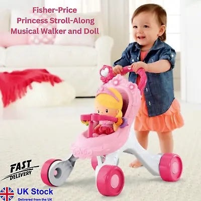 £62.99 • Buy Fisher-Price Princess Stroll-Along Musical Walker And Doll Gift Set UK Delivery