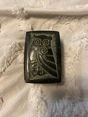 Vintage Russian Owl Trinket Box  Stone Carved Box With Lid • $25