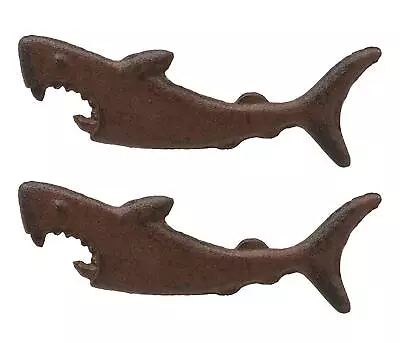 SET OF 2 Cast Iron Nautical Attacking Jaws Great White Shark Beer Bottle Opener • $18.99