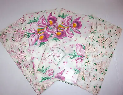 Vtg Floral Poodles & Flowers Gift Wrap Paper 11 Sheets Birthday Pink 30  X 20  • $11.88