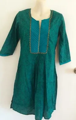 NWOT Kurtawala Indian Smock Dress With Long Slits At Side Size S • $14