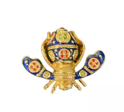 VINTAGE Joan Rivers Imperial Bee Pin Brooch Faberge Inspired Blue Gold Signed • $79.50