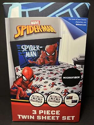 Marvel SPIDER-MAN 3pc Twin Sheet Set! 1 Fitted 1 Flat Sheet & 1 Pillowcase • $29.49