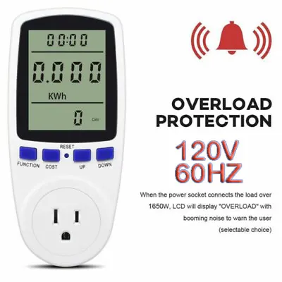 LCD Power Watt Meter Plug Consumption Electricity Usage Energy Amps Volt Monitor • $11.71