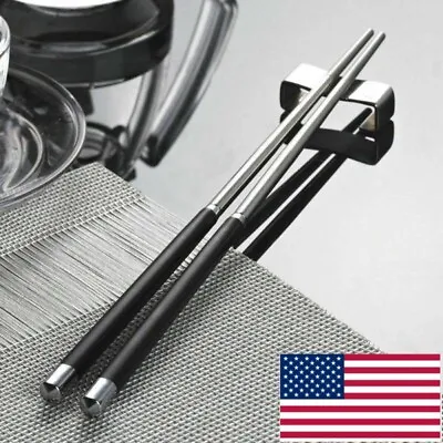 Pair High Grade Stainless Steel Chopsticks Metal Reusable Chop Sticks Gifts US • $3.73