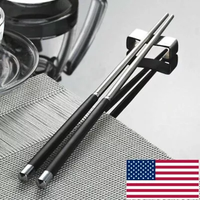 Pair High Grade Stainless Steel Chopsticks Metal Reusable Chop Sticks Gifts USA • $4.14