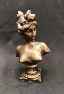 Antique Bronze Bust Of Woman By Emmanuel Villanis Signed Rare France 19th Cent • $590