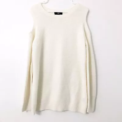 $20 • Buy Mossimo Size: Small Ivory Oversized Cold Shoulder Knit Long Sleeve Sweater 