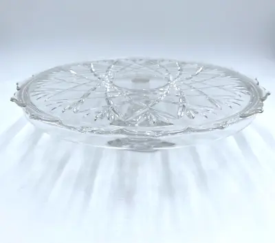 Vtg Mikasa Crystal Hampshire Cake Plate Glass Footed Heavy 14  Germany Scallop • $49.99