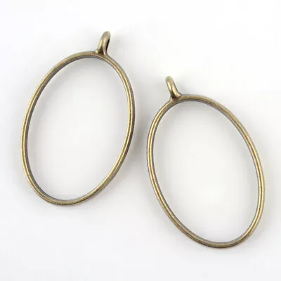 £5.57 • Buy Bronze Oval Open Back Bezel Pendant Pressed Flower Resin Jewellery Frame 39mm