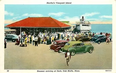 Steamer Arriving At Oak Bluffs Martha's Vineyard Ma Vintage Postcard (sx 668) • $9.50