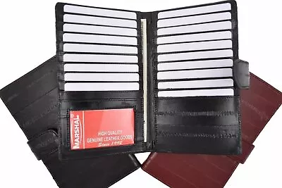 Eel Skin Leather Credit Card Holder Wallet 19 Card Slots & ID Window With Snap • $27.99