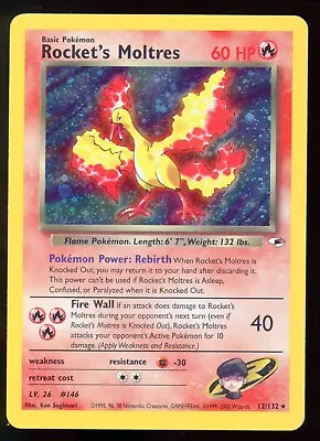 Rocket's Moltres Gym Heroes 12/132 Holo Unlimited Holo Rare Pokemon Card WOTC • $34.99