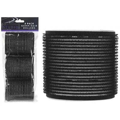 Hair Rollers - Large 3 Pack Black Stick On Volume Hair Styling Curling Waves • £6.19