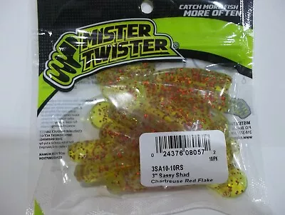 Mister Twister 3  Sassy Shad Soft Plastics 10 Per Package Choose Your Colors!   • $4.49