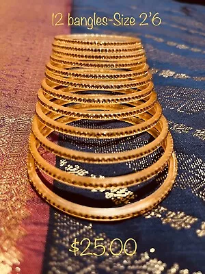 2’6 Size Indian Traditional Designed Glass Bangles 12 Pcs Set For Women • $10