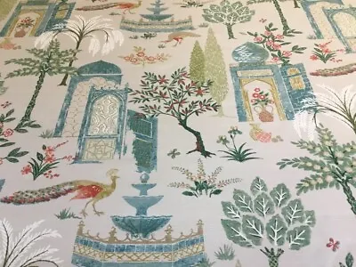 £25.99 • Buy Jane Churchill Curtain Fabric  Persian Grove  1.1m Teal/aqua - Linen Mix