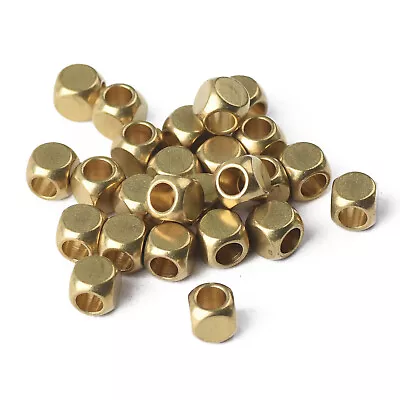 Cube 2mm 3mm 4mm 5mm 6mm Brass Metal Gold Silver Loose Spacer Beads Lot DIY • $1.99