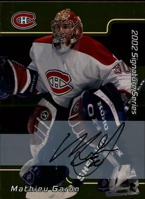 2001-02 (CANADIENS) BAP Signature Series Autographs Gold #41 Mathieu Garon • $6