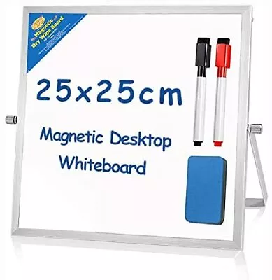 £11.63 • Buy Small Dry Erase White Board For Desk 25 X 25 Cm With 2 Wipe Clean Pens & Rubber