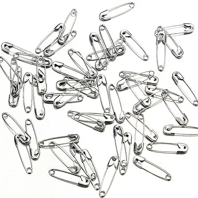 50 X Small Silver Colour Safety Pins Tiny 20mm 2cm Clothing Clothes Cards • £2.79