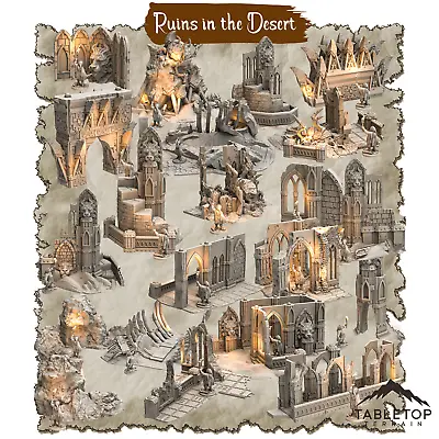 Ruins In The Desert - Thematic Dungeon Terrain - Fantasy Tabletop Terrain  • $7.64