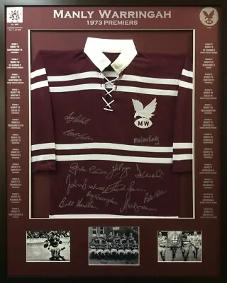 $550 • Buy Blazed In Glory - Manly Warringah 1973 Premiers - NRL Signed & Framed Jersey