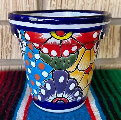 Mexican Ceramic Flower Pot Planter Folk Art Pottery Handmade Talavera #35 • $19.99