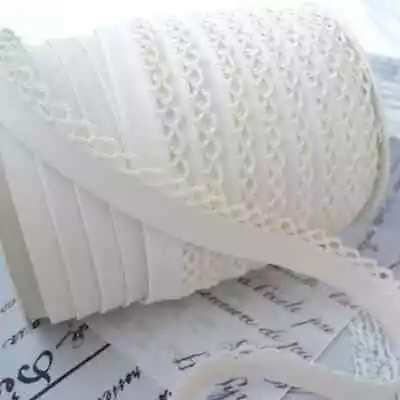 25m Roll Linen Picot Lace BIAS BINDING - Cream 313 - Folded Trim Edging Quilting • £37.99