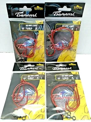 $14.49 • Buy Lot Of 4 Tsunami Guide Series Red Wire Leader Size 5/0 Fish Hooks 45Lb Test