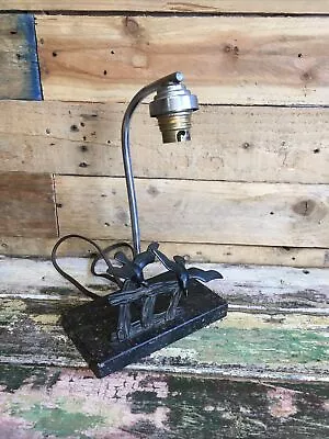 Vintage Table Lamp Art Deco ? Brass Birds Step Bulb Holder Granite Base • $49.77