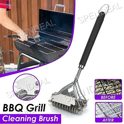 BBQ Grill Cleaning Grease Scraper Brush Scrubber Barbecue Stainless Steel Tool • $20.99