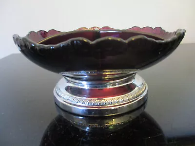 CAMBRIDGE Glass Amethyst Art Deco Divided Bowl Farber Ware Chrome Krome Kraft! • $19.99